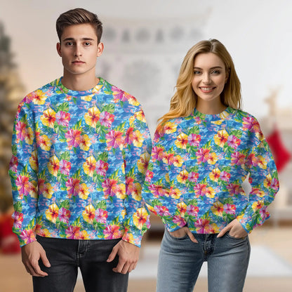 Blue Hibiscus Seas Sweatshirt – Tropical 3D All Over Print Design