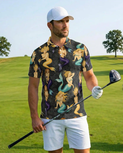 Mermaid Polo Shirt, Ocean Fantasy Print | Azhawaiian