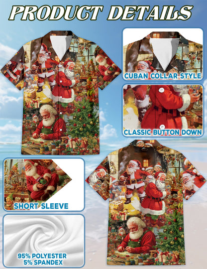 Vintage Santa Claus Christmas Matching Dog Owner Hawaiian Shirts, Funny Pet Aloha Shirt for Beach Vacation - Azhawaiian