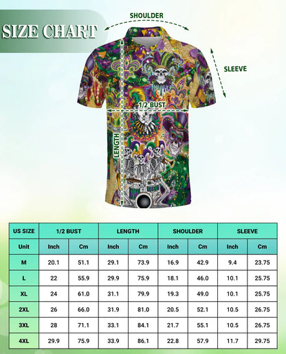 Mardi Gras Skull Jester Hawaiian Polo Shirt | Azhawaiian