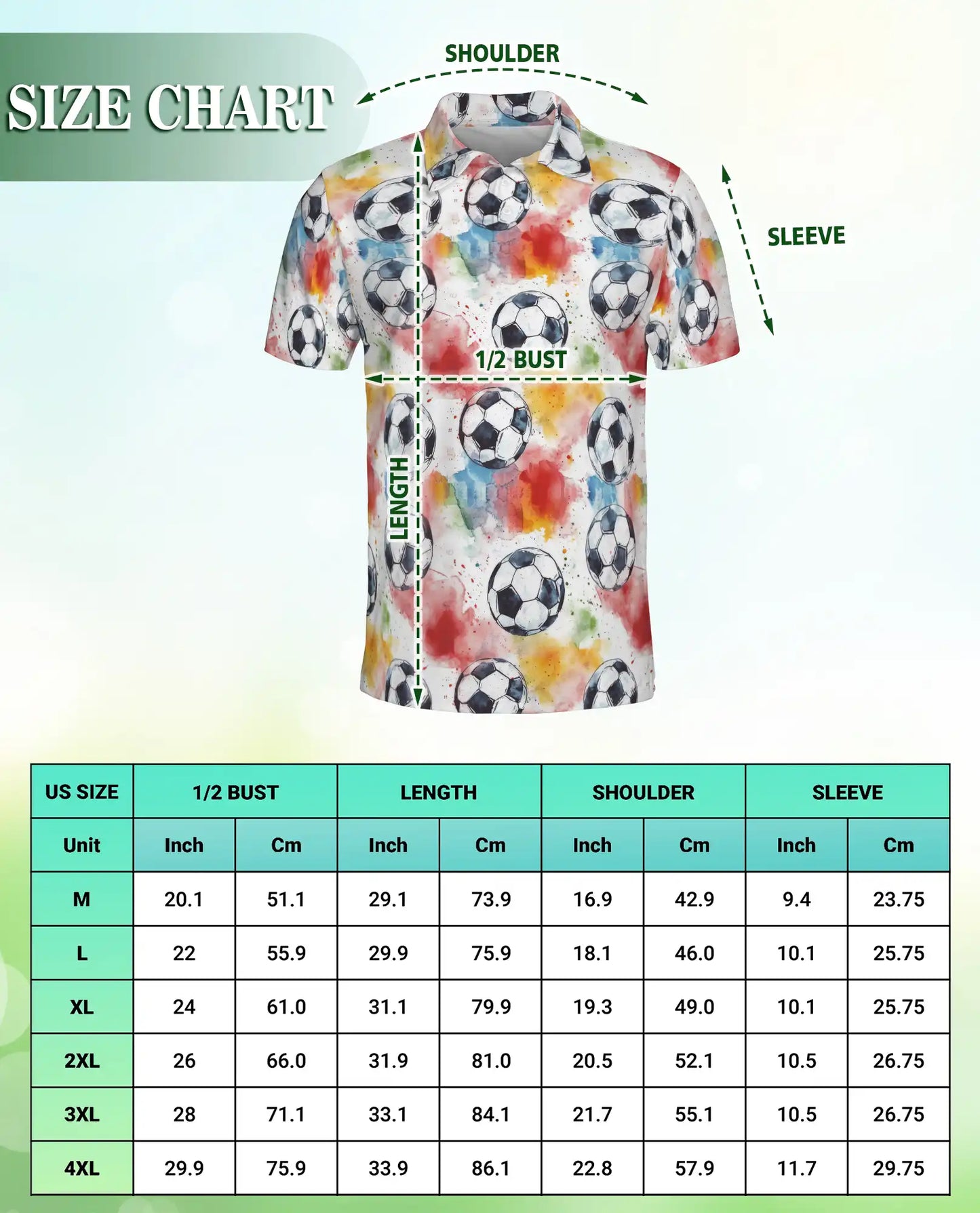 Watercolor Soccer Ball Polo Shirt -Colorful Sports Print | Azhawaiian