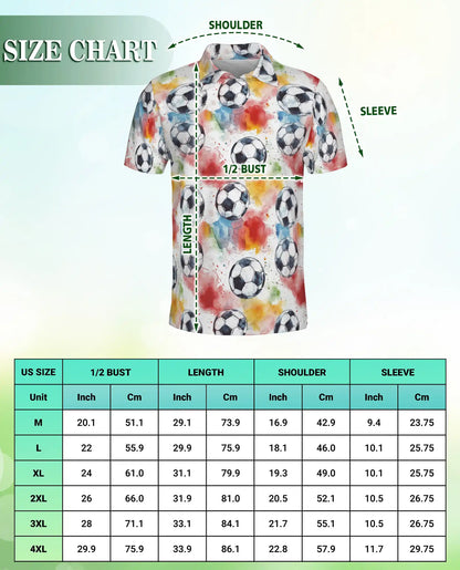 Watercolor Soccer Ball Polo Shirt -Colorful Sports Print | Azhawaiian
