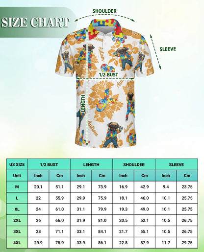Autism Awareness Pug Polo Shirt, Puzzle Style | Azhawaiian