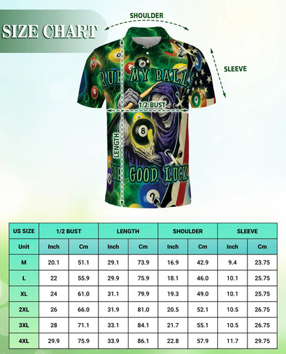 Rub My Balls Halloween Pool 3D Polo Shirt, Funny Billiard Game | Azhawaiian