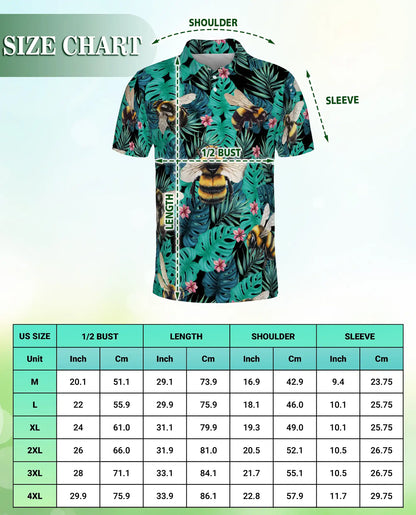 Bee Tropical Polo Shirt, Monstera Jungle Print | Azhawaiian