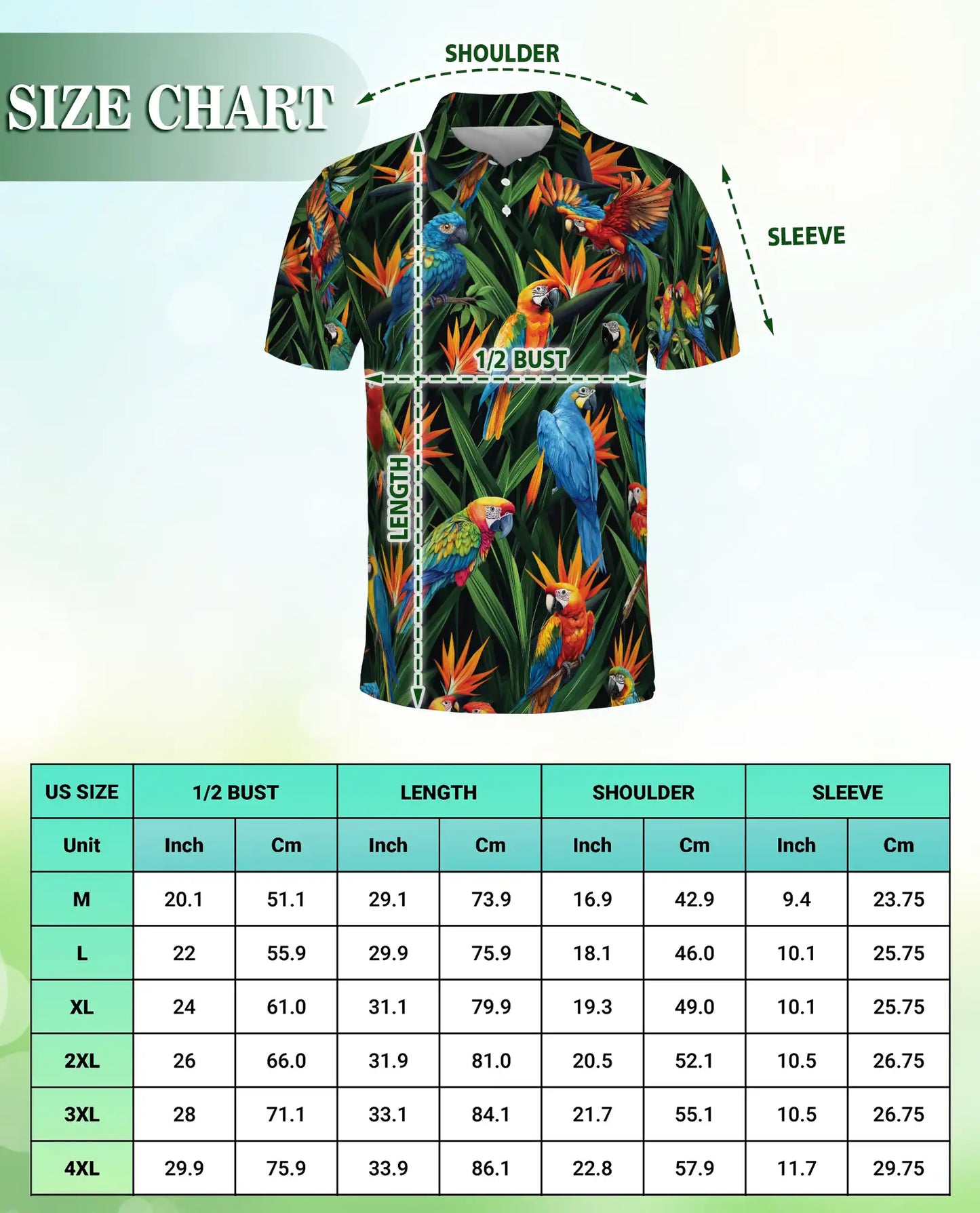 Parrot Tropical Polo Shirt, Macaw Jungle Print | Azhawaiian