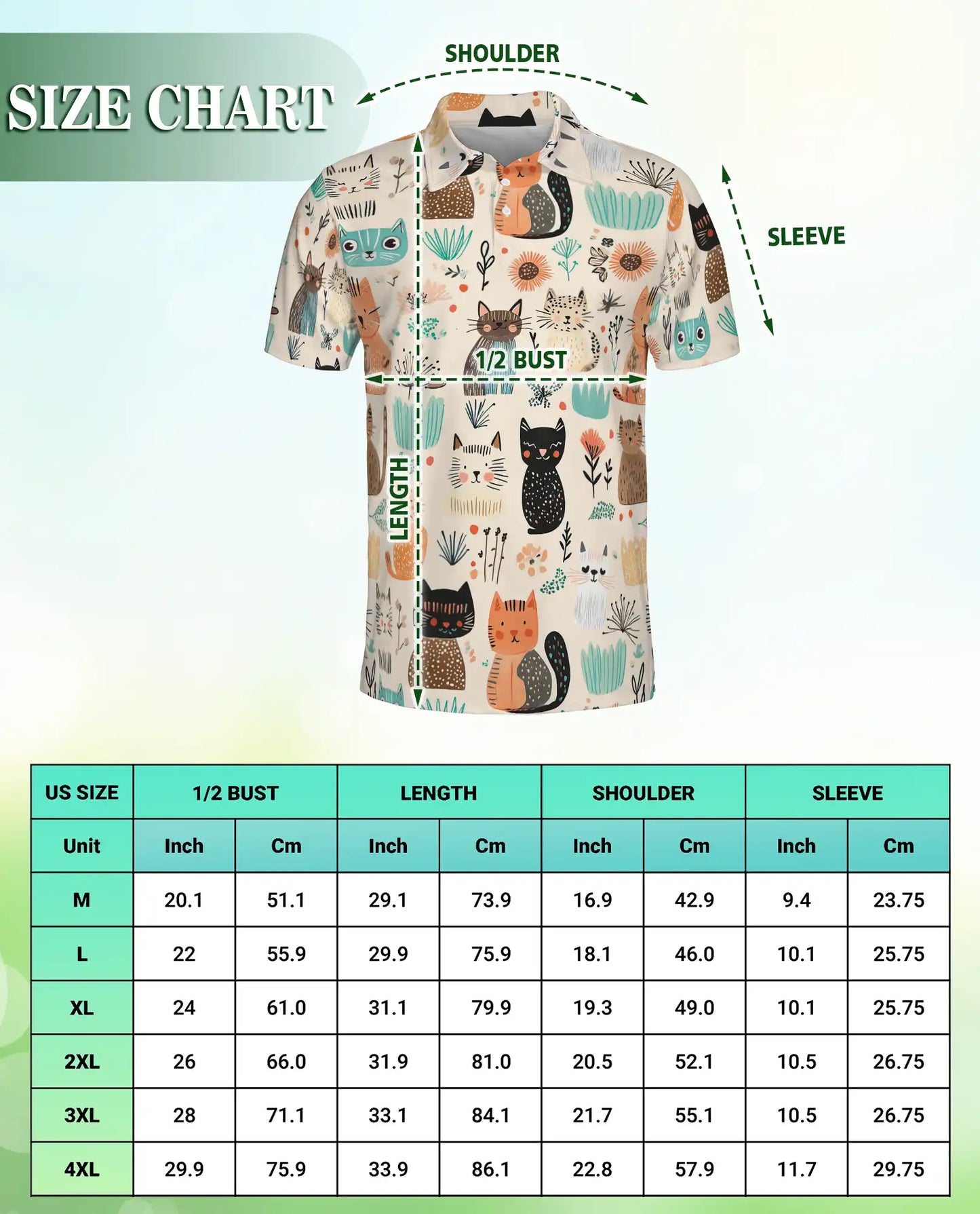 Cute Cat Polo Shirt, Cartoon Kitty Print | Azhawaiian