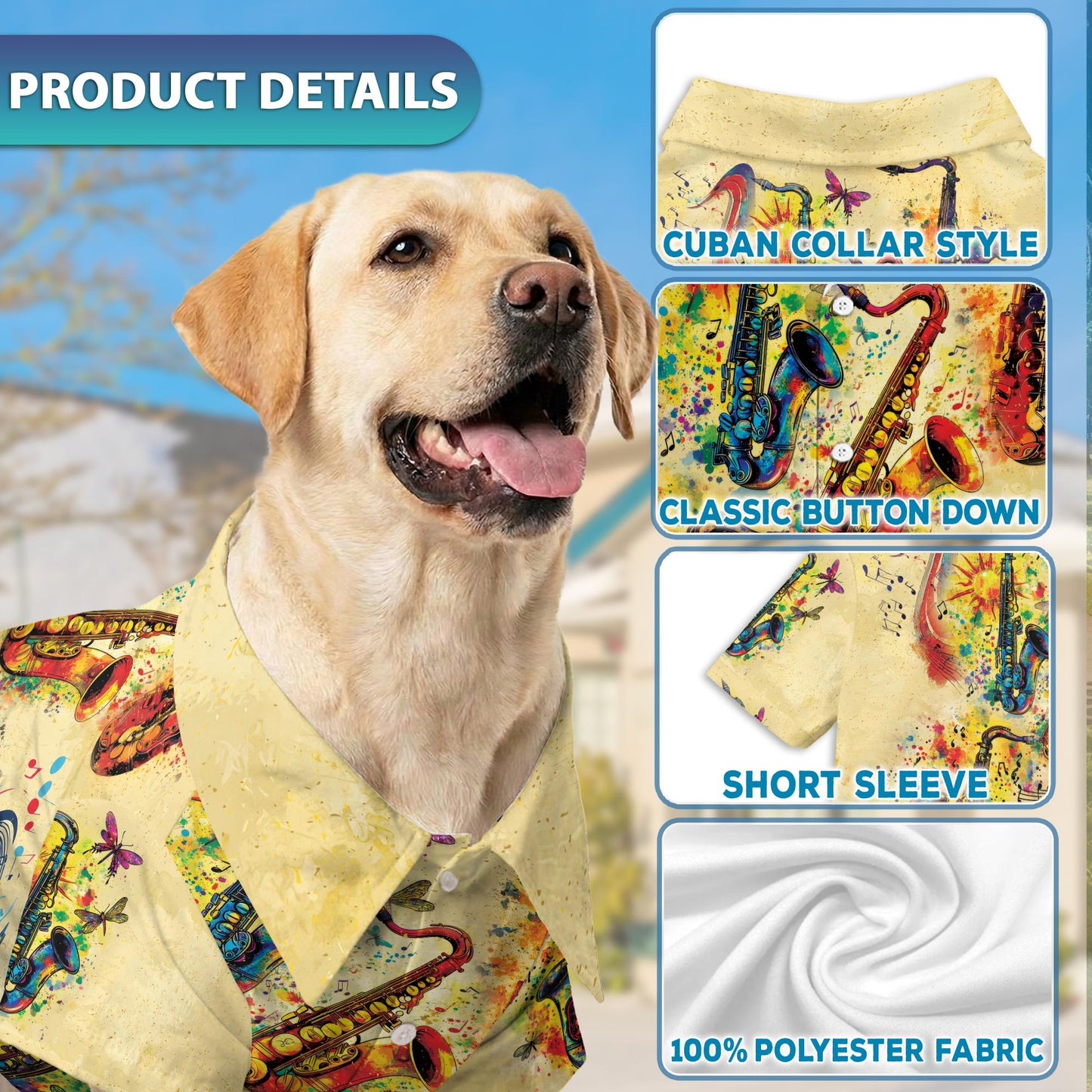 Saxophone Matching Dog Owner Hawaiian Shirts, Funny Pet Aloha Shirt for Beach Vacation - Azhawaiian