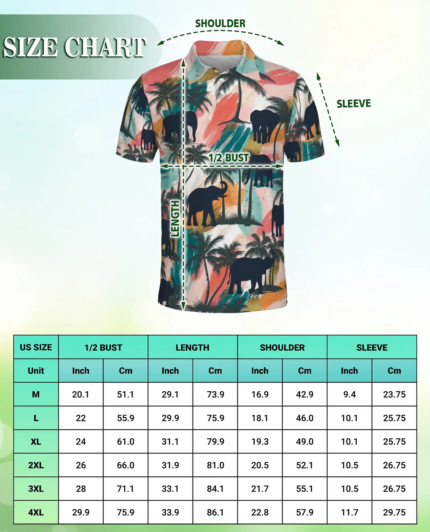 Elephant Tropical Polo Shirt, Sunset Jungle Print | Azhawaiian