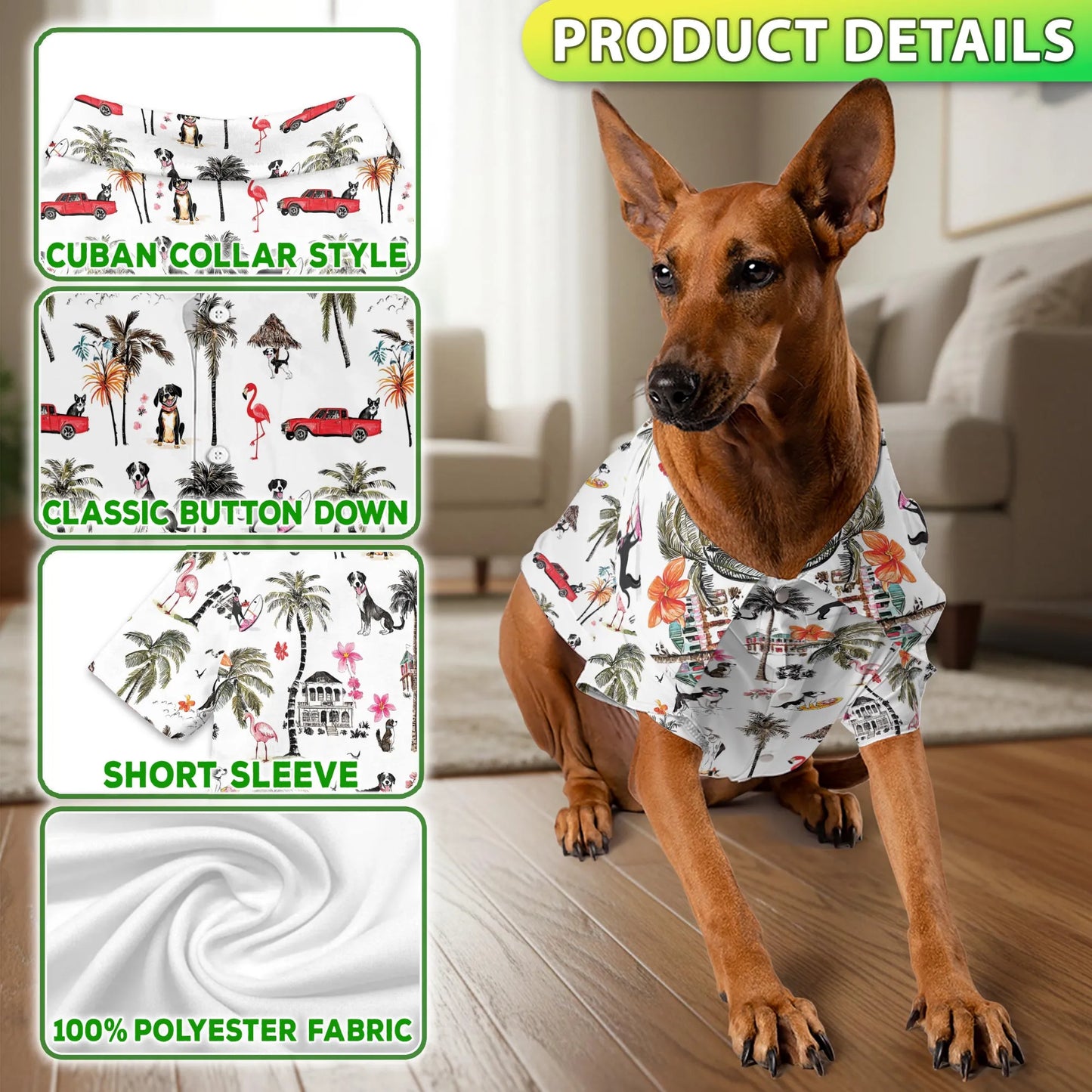 Coconut Rat Terrier Tree Flower Print Matching Dog Owner Hawaiian Shirts, Pet Aloha Shirt - Azhawaiian