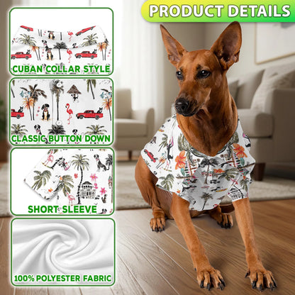 Coconut Rat Terrier Tree Flower Print Matching Dog Owner Hawaiian Shirts, Pet Aloha Shirt - Azhawaiian