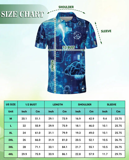 AI Technology Polo Shirt, Futuristic Digital Print | Azhawaiian