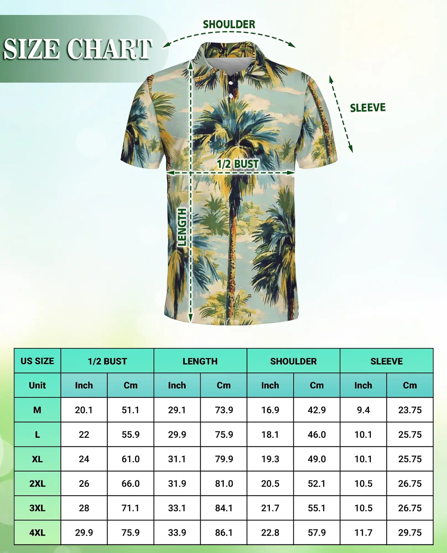 Palm Tree 3D Polo Shirt for Men, Vintage Tropical Beach Style | Azhawaiian