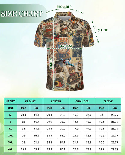 Pilot Cat 3D Polo Shirt for Men, Vintage Aviator Cat Style | Azhawaiian