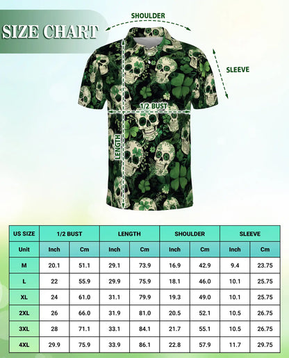 St. Patrick’s Day Skull Shamrock Polo Shirt | Azhawaiian