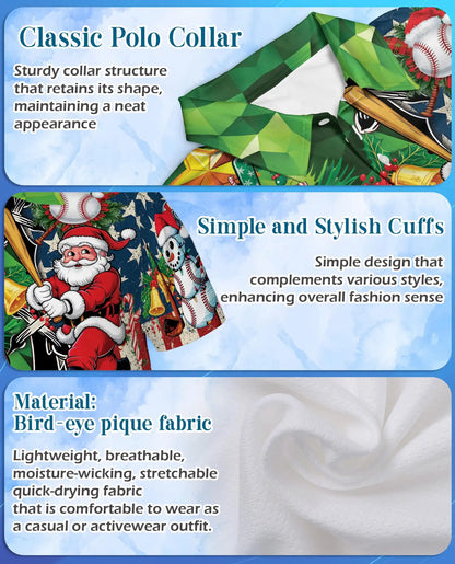 Christmas Baseball Polo Shirt - Santa Sports Fan Style | Azhawaiian