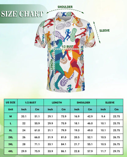Running Polo Shirt, Colorful Marathon Runner Print | Azhawaiian