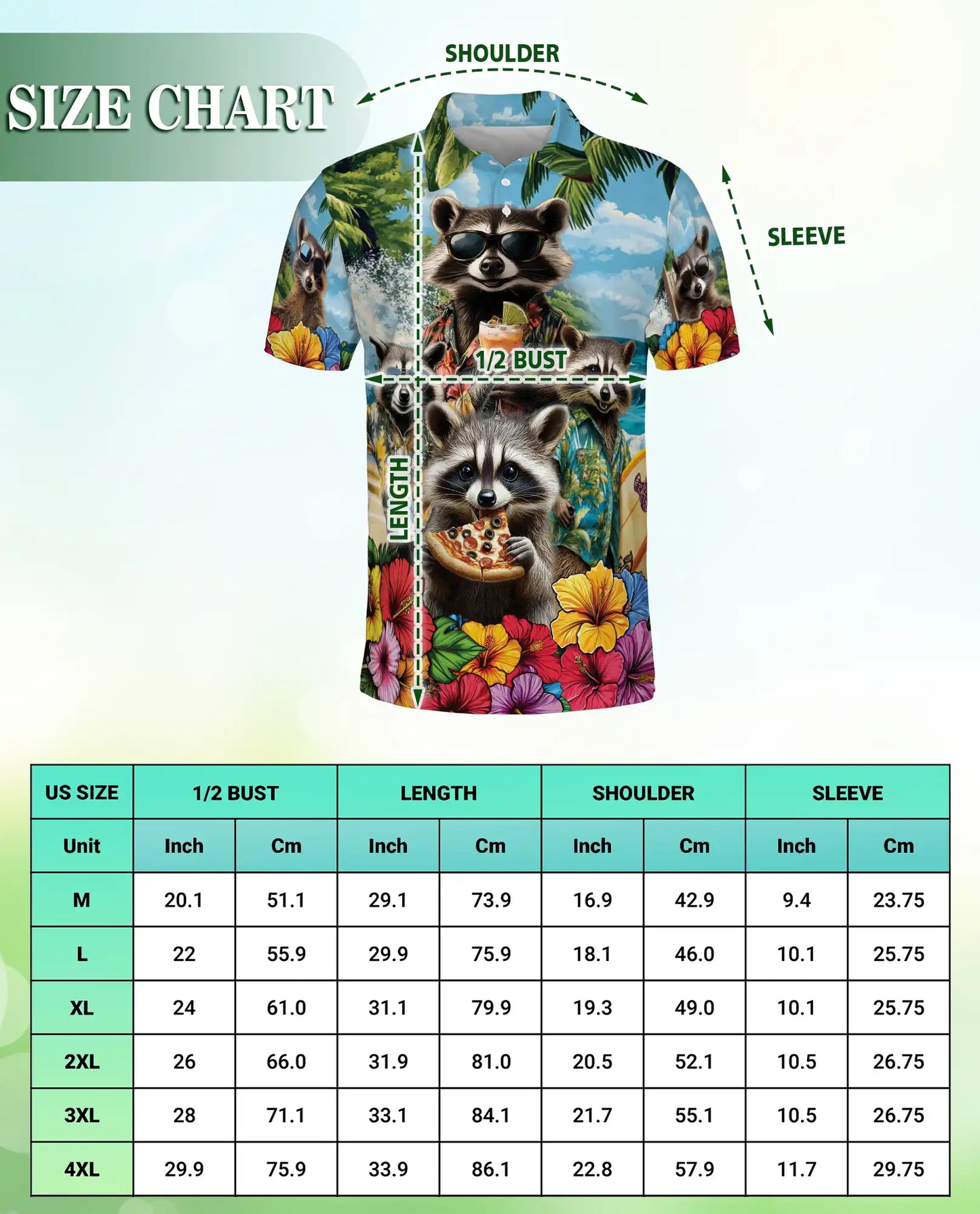 Raccoon Hawaiian Polo Shirt, Funny Tropical Style | Azhawaiian