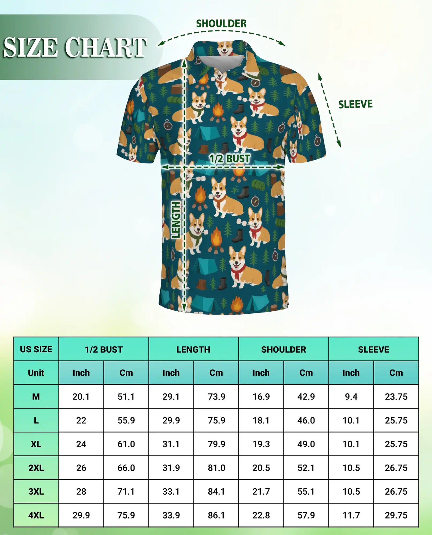 Corgi Camping Polo Shirt, Outdoor Adventure Print | Azhawaiian
