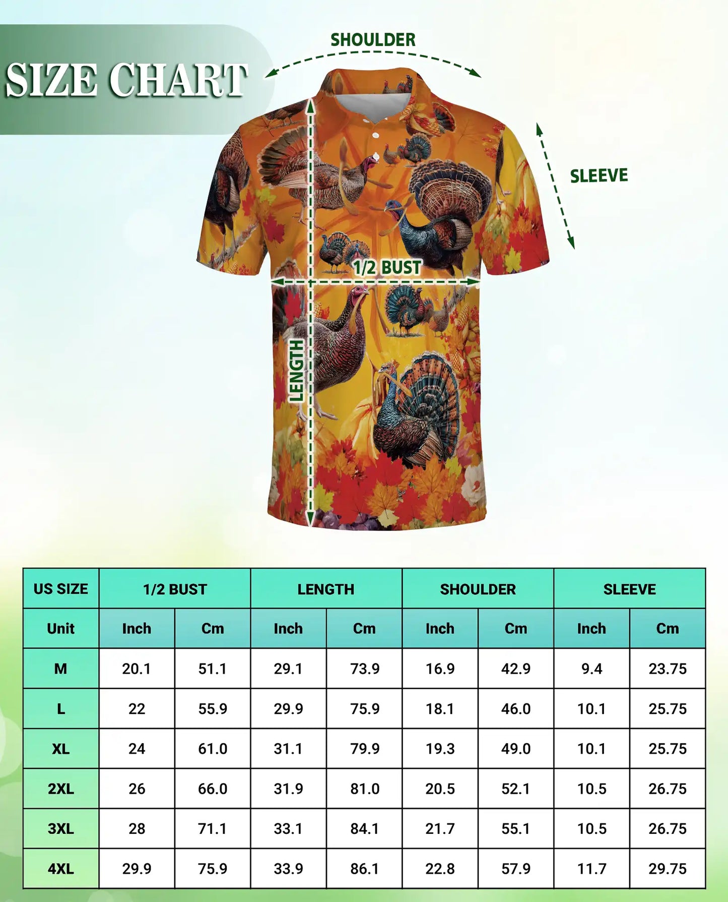 Thanksgiving Turkey Hawaiian Polo Shirt for Men | Azhawaiian