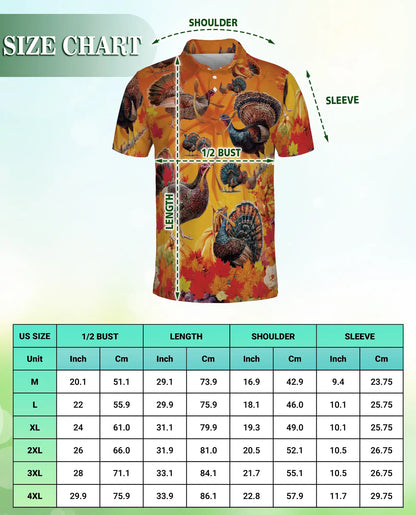 Thanksgiving Turkey Hawaiian Polo Shirt for Men | Azhawaiian