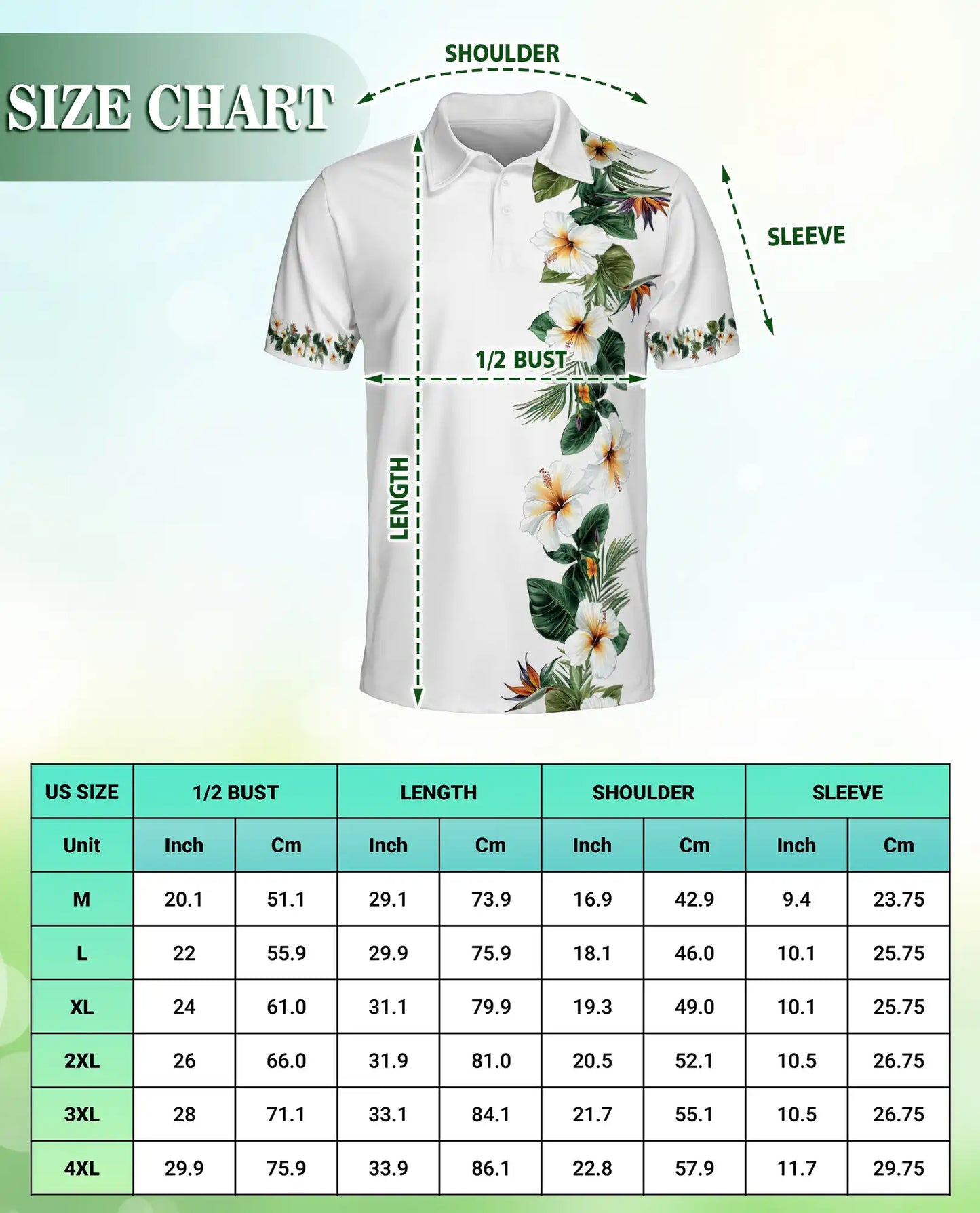 White Tropical Hibiscus 3D Polo Shirt for Men, Elegant Hawaiian Floral Style | Azhawaiian
