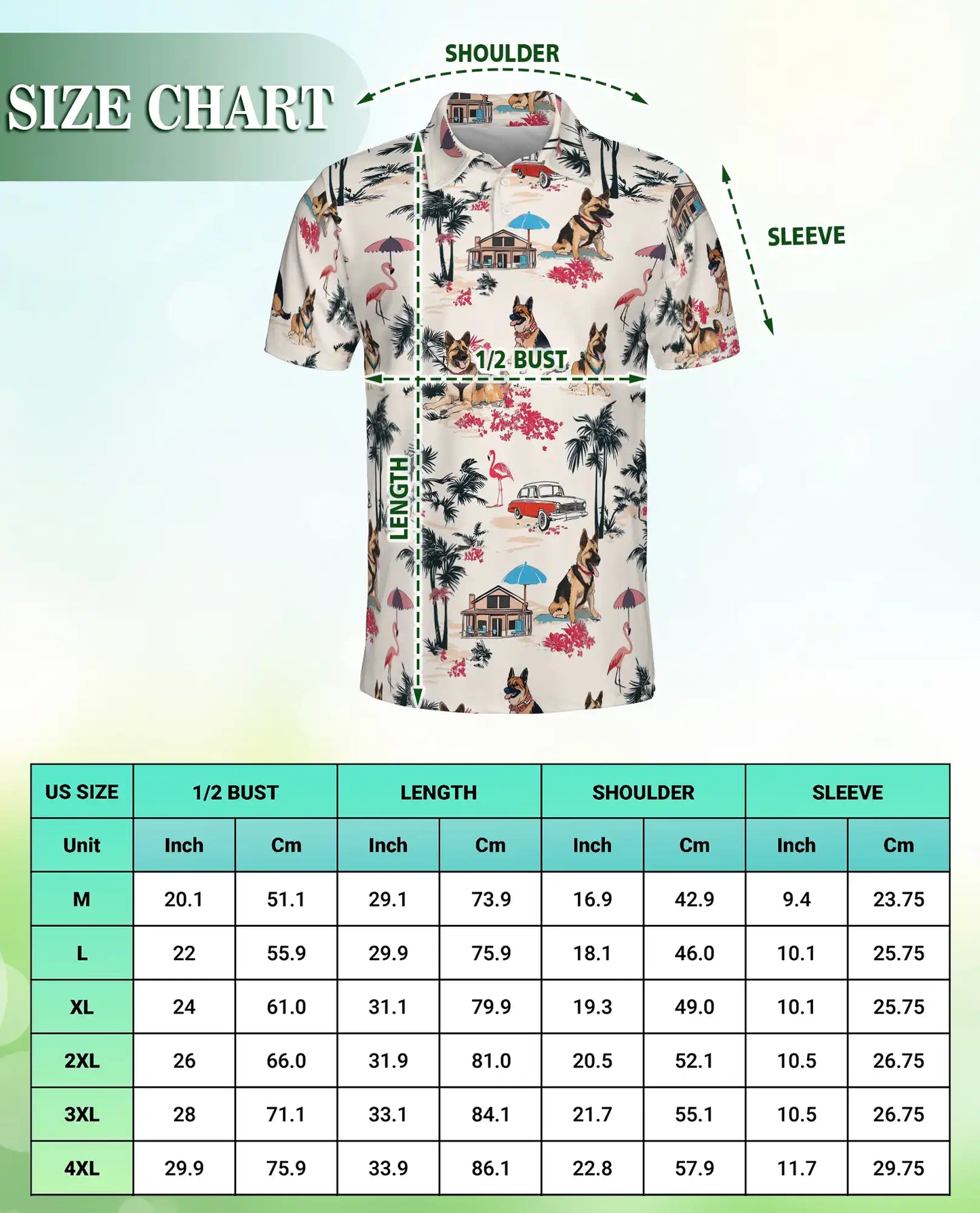 German Shepherd Tropical Beach Polo Shirt for Men | Azhawaiian