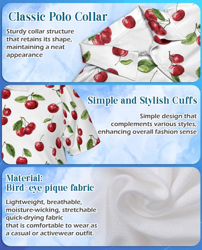 Cherry Polo Shirt - Sweet Summer Fruit Pattern Style | Azhawaiian