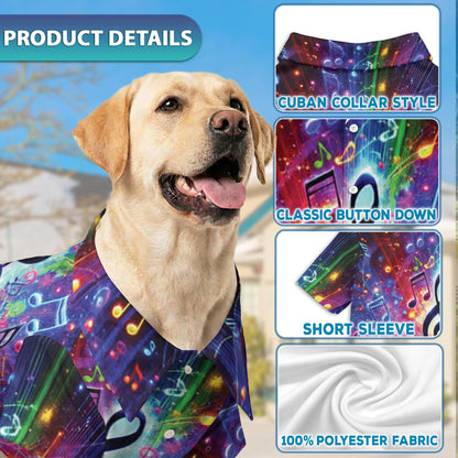 Colorful Musical Note Matching Dog Owner Hawaiian Shirts, Funny Pet Aloha Shirt for Beach Vacation - Azhawaiian