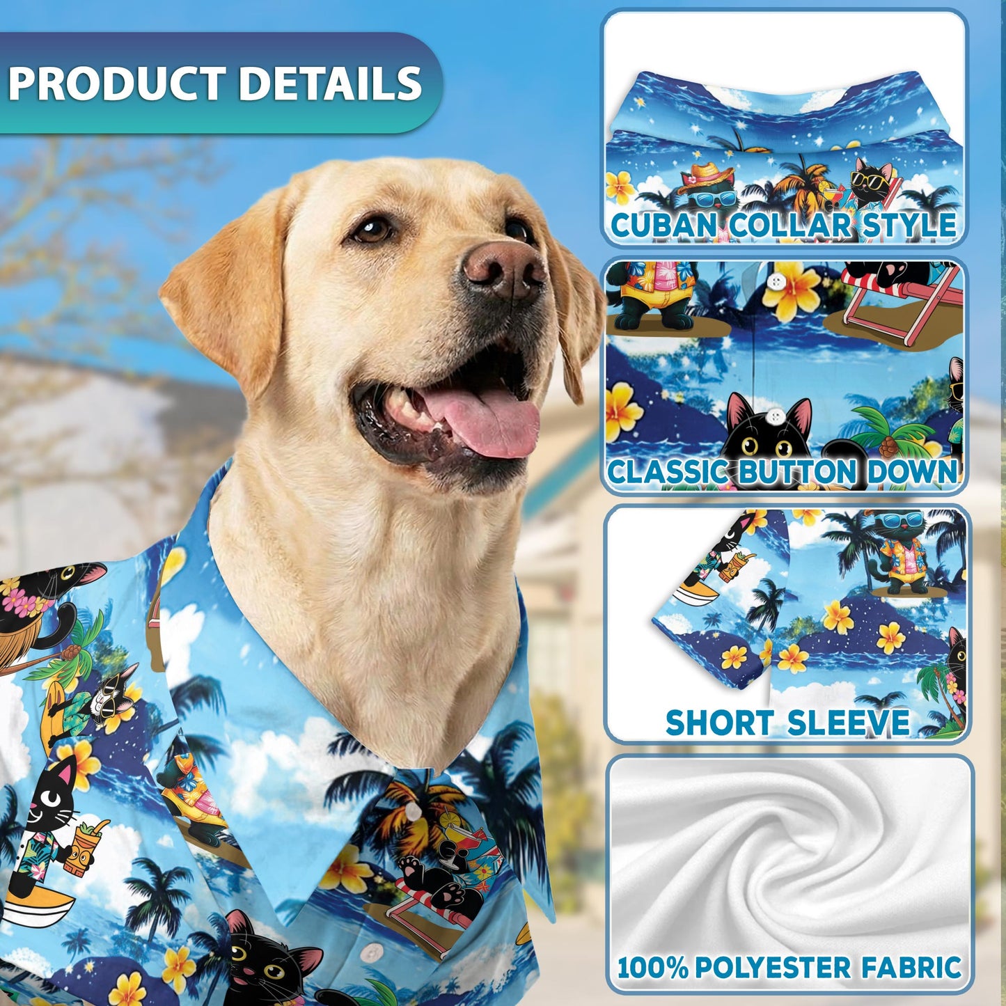 Black Cat Beach Matching Dog Owner Hawaiian Shirts, Funny Pet Aloha Shirt for Beach Vacation - Azhawaiian