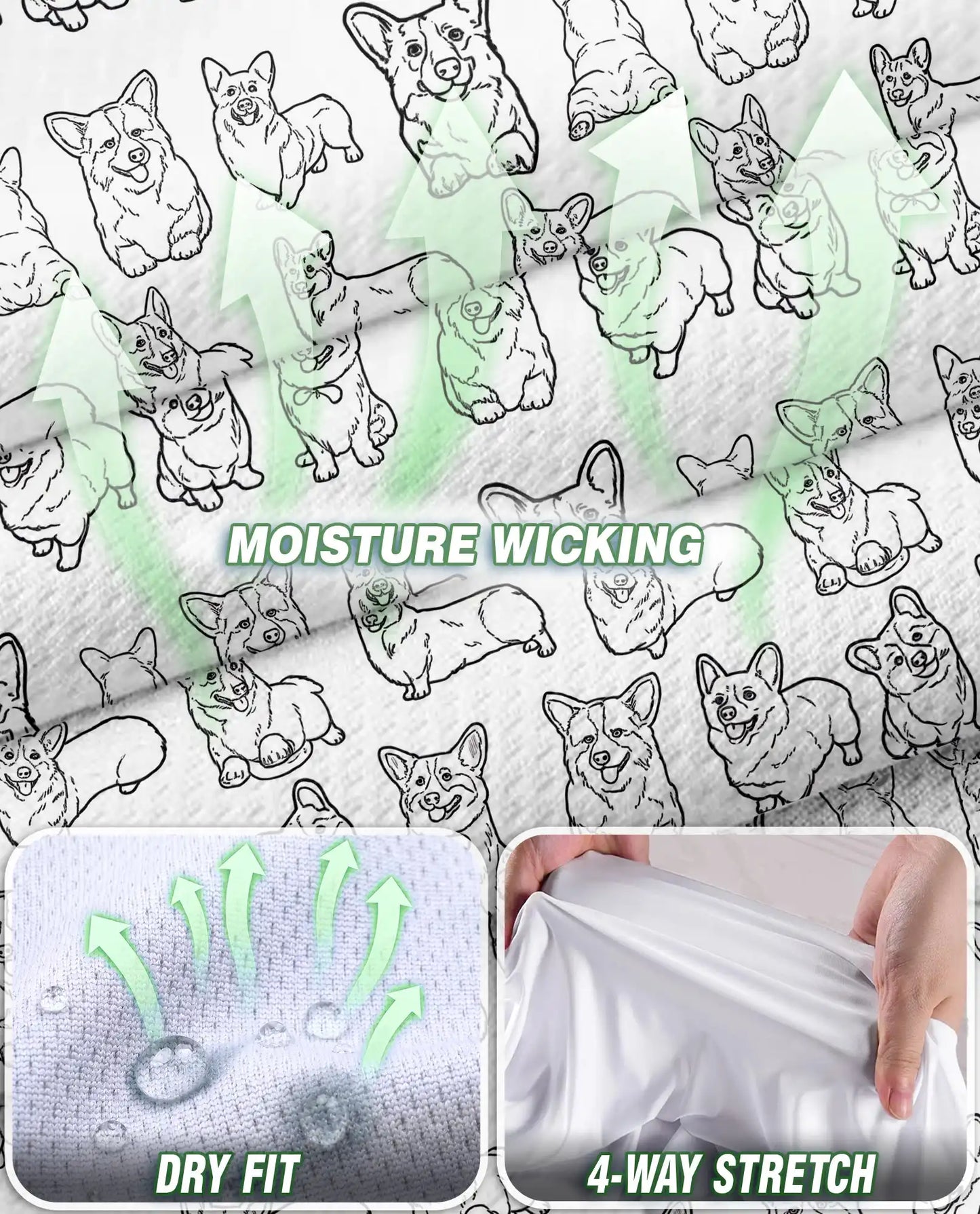 Corgi Line Art Pattern Sleeveless Polo Shirt for Women| Azhawaiian