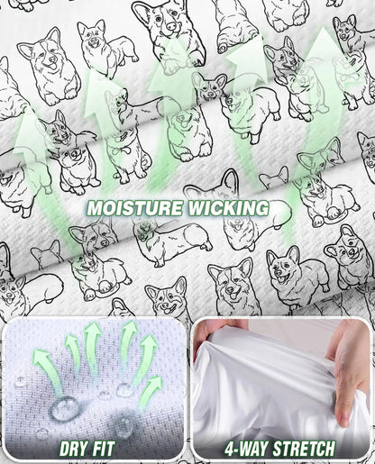 Corgi Line Art Pattern Sleeveless Polo Shirt for Women| Azhawaiian