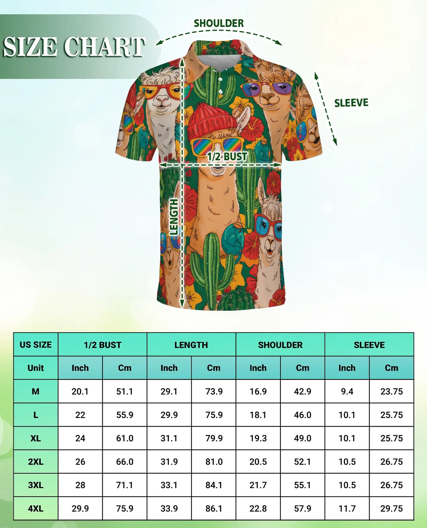 Funny Llama Cactus 3D Polo Shirt for Men, Desert Animal Style | Azhawaiian