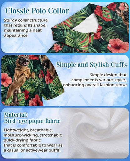 Belgian Malinois Tropical Polo Shirt - Hawaiian Dog Lover Floral Design | Azhawaiian