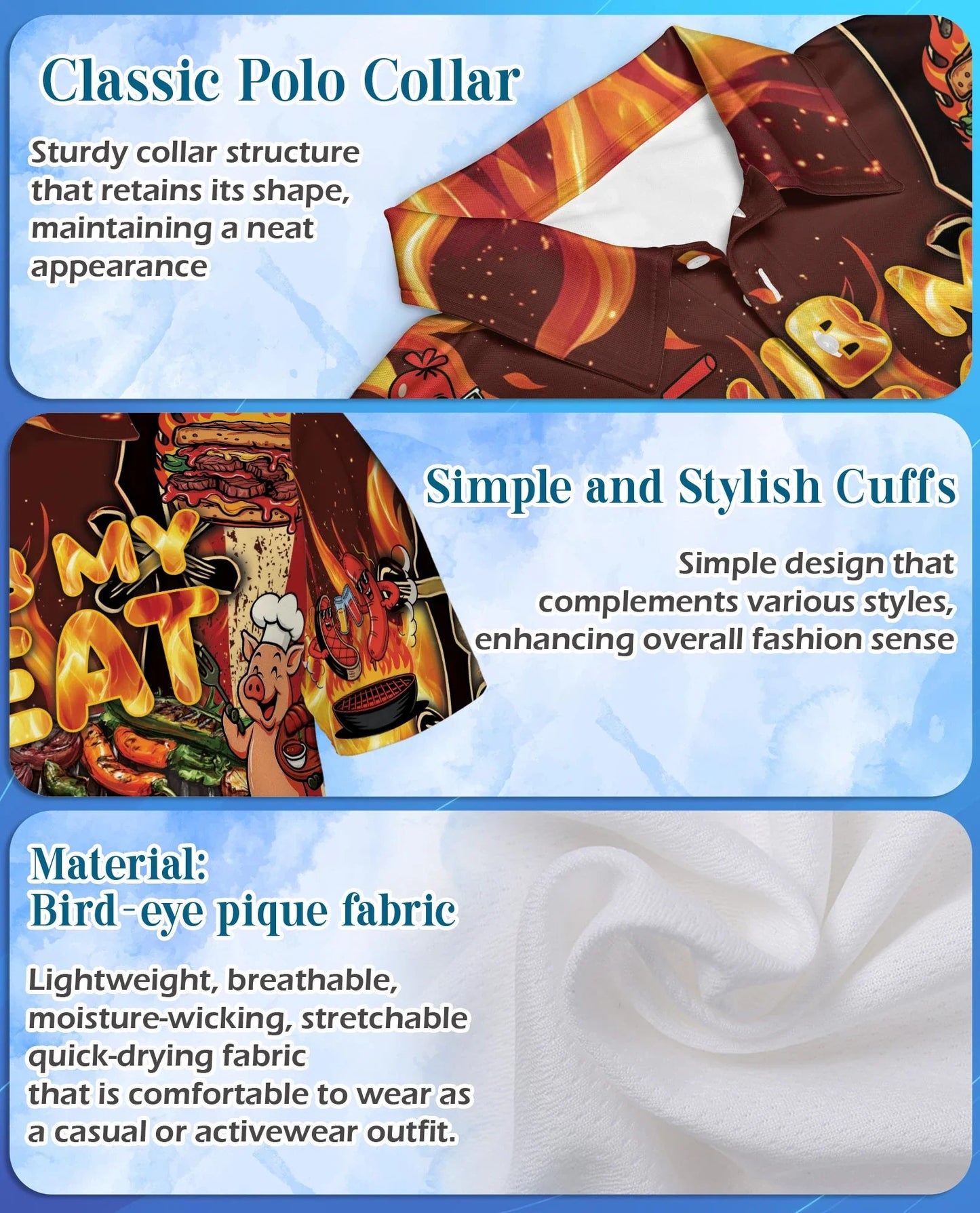 Funny BBQ Grilling Polo Shirt for Men, Grill Master Style | Azhawaiian