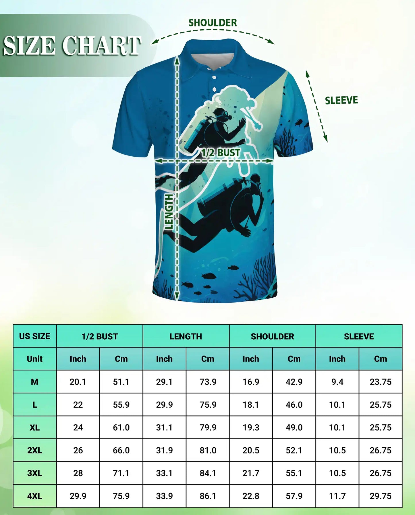 Scuba Diving Polo Shirt for Men-Underwater Ocean Diver Shirt | Azhawaiian