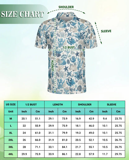 Ocean Coral Polo Shirt, Coastal Sea Life Style | Azhawaiian