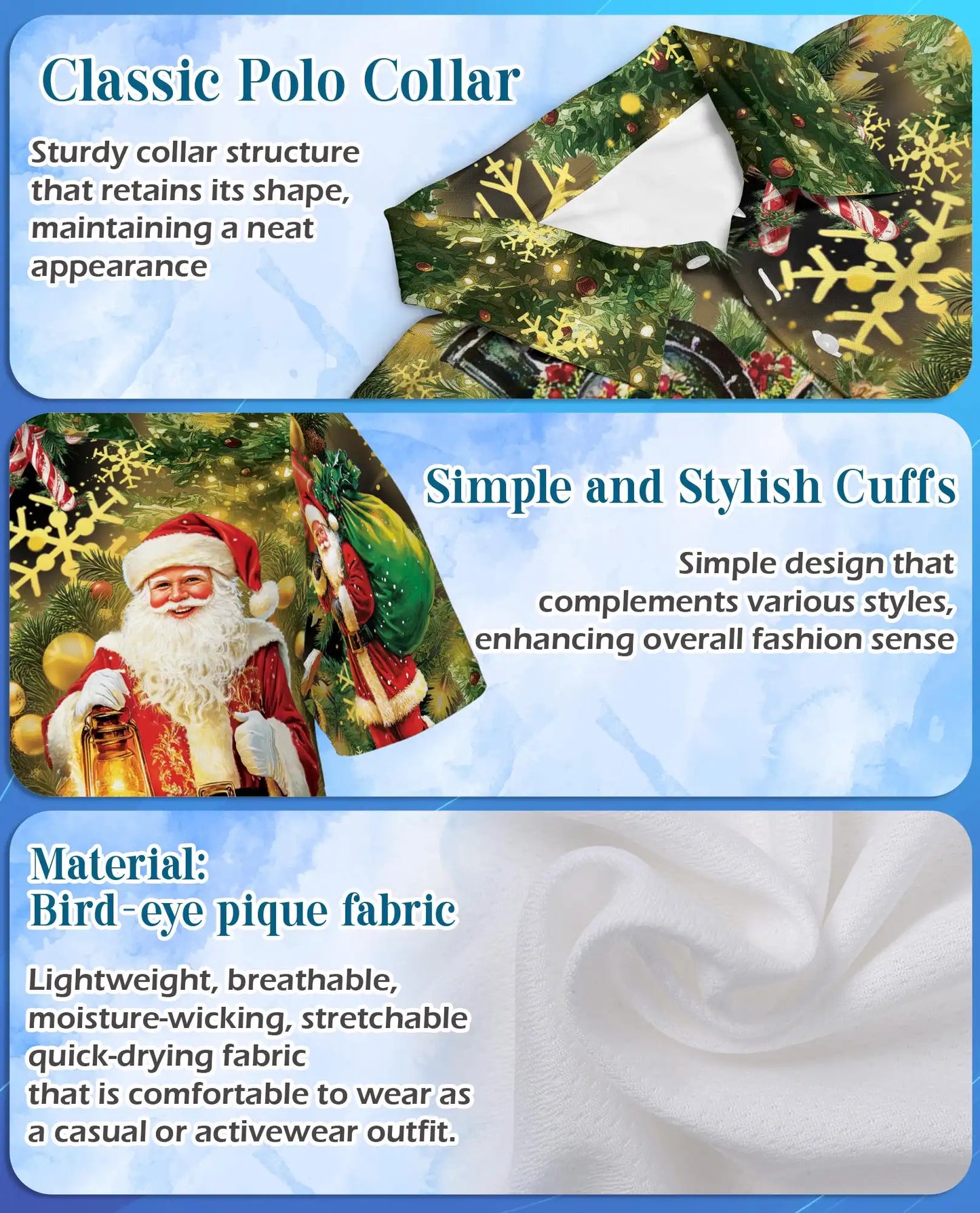 Christmas Train Santa 3D Polo Shirt for Men, Vintage Holiday Winter Style | Azhawaiian