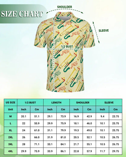 Jazz Instrument Pattern Polo Shirt | Azhawaiian