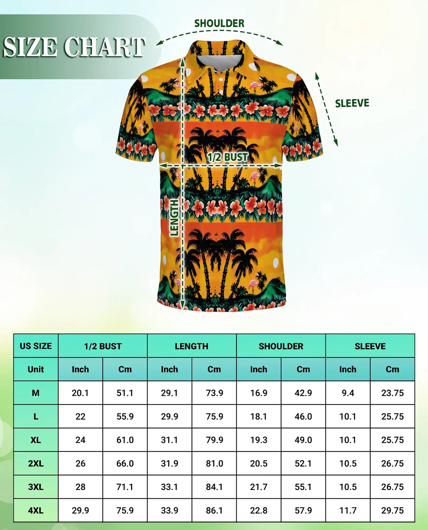 Tropical Sunset Polo Shirt, Palm Tree Flamingo Print | Azhawaiian