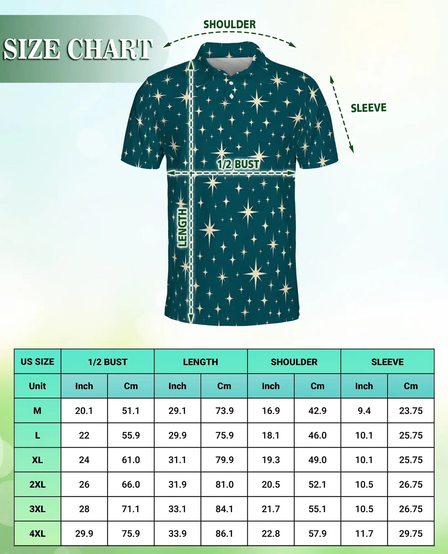 Retro Star Pattern Polo Shirt, Celestial Sky Print | Azhawaiian