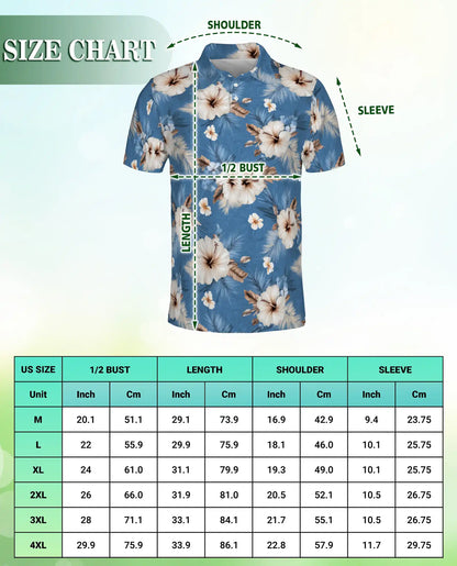 Blue Hibiscus Floral Polo Shirt | Azhawaiian