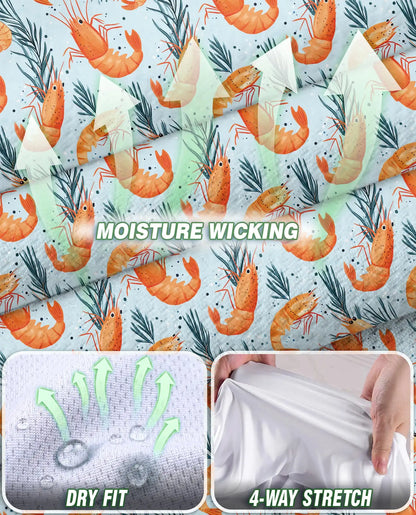 Prawn Pattern Sleeveless Polo Shirt for Women, Ocean Food Lover Style | Azhawaiian