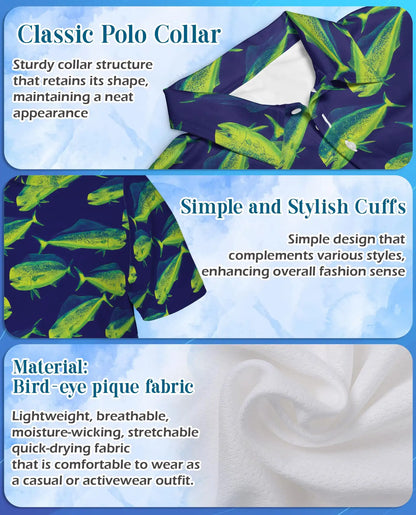 Mahi Mahi Polo Shirt for Men, Offshore Fishing Style | Azhawaiian