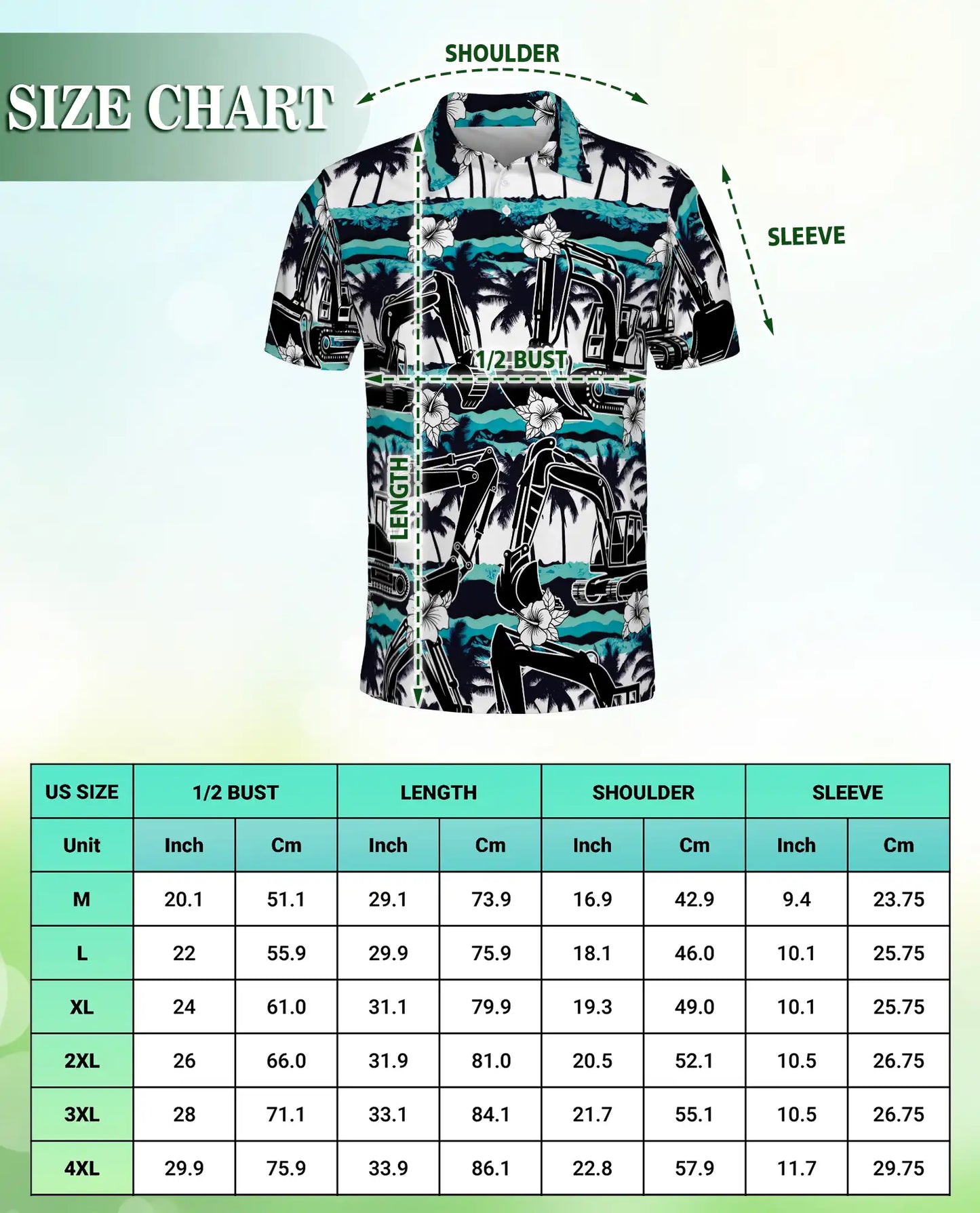 Excavator Tropical Polo Shirt, Construction Beach Print | Azhawaiian