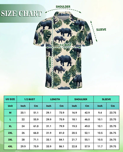 Geometric Rhino Tropical Polo Shirt-Safari Wildlife Jungle Pattern | Azhawaiian