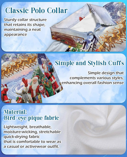 Santa Claus Christmas 3D Polo Shirt for Men, Festive Holiday Winter Style | Azhawaiian