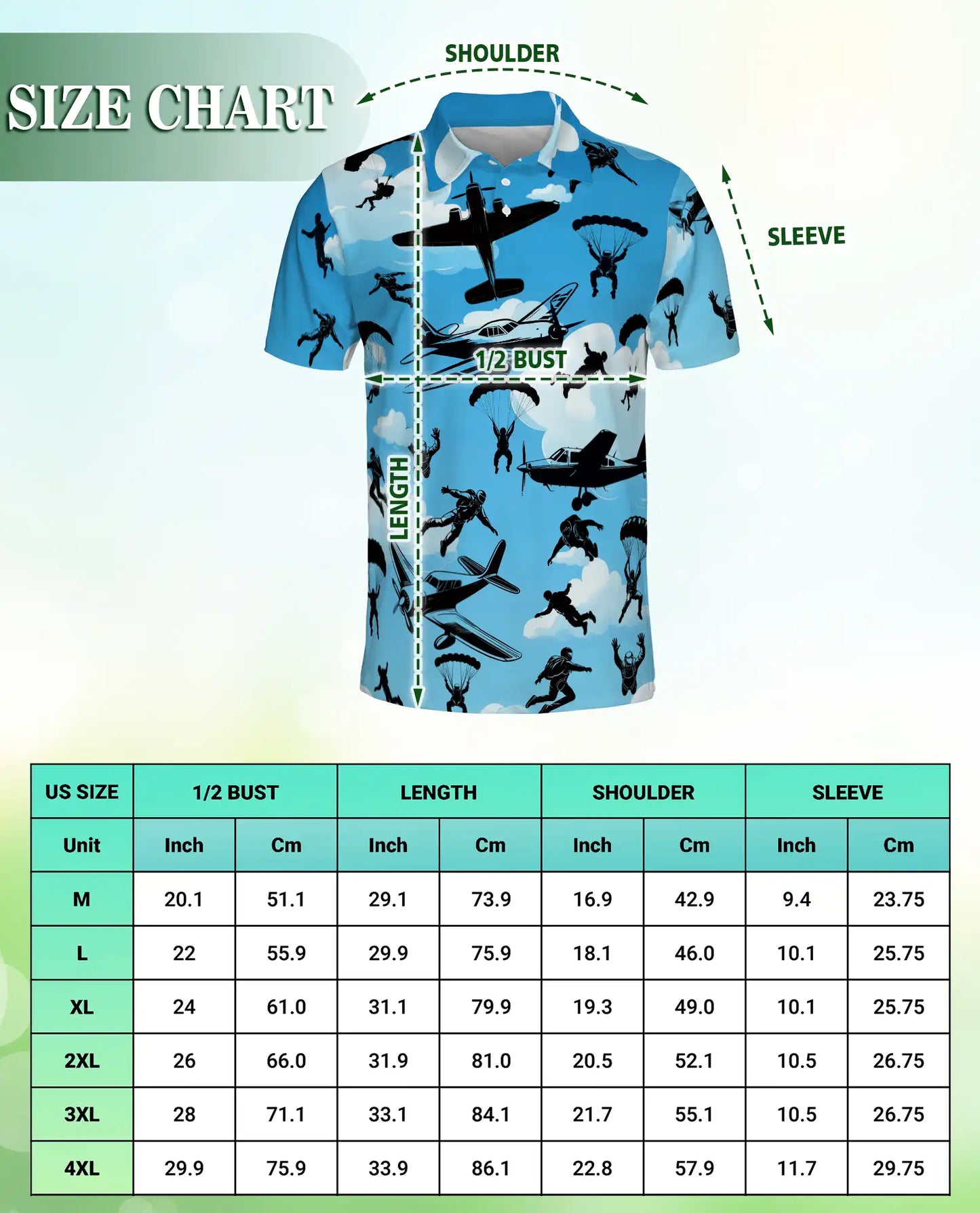 Skydiving Polo Shirt, Parachute Airplane Print | Azhawaiian
