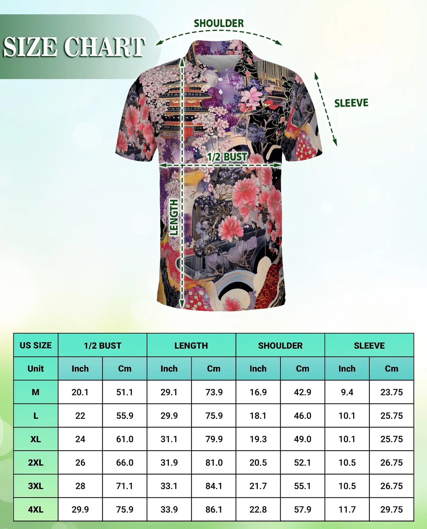 Japanese Sakura Pagoda 3D Polo Shirt for Men | Azhawaiian