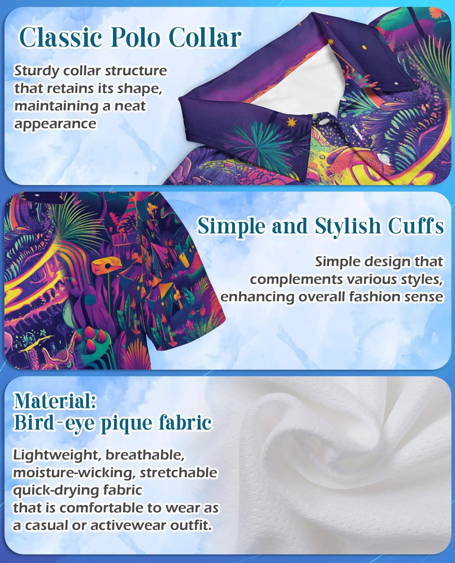 Psychedelic Desert Polo Shirt - Retro Festival Art Style | Azhawaiian